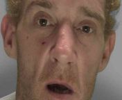 A brazen robber caught on CCTV snatching cash from an elderly man and bottles of booze from a shop at knifepoint has been jailed for nearly four years.&#60;br/&#62;&#60;br/&#62;Michael Hooper was filmed asking for money from the 76-year-old man who had just taken some cash out at a Sainsbury&#39;s in Crawley, West Sussex, and was preparing to leave on his bicycle.&#60;br/&#62;&#60;br/&#62;But when the pensioner refused to hand it over and waved him away, the 43-year-old thief pushed him and grabbed the cash from him before escaping.&#60;br/&#62;&#60;br/&#62;A month later Hooper entered a newsagents, again in his hometown of Crawley, and tried to buy a bottle of whiskey.&#60;br/&#62;&#60;br/&#62;After his card was declined, however, he reached over the counter and took a 70cl bottle of booze before fleeing the shop without paying.&#60;br/&#62;&#60;br/&#62;Video footage saw the careless robber return to the same shop only an hour later, with his hood up and brandishing a red Stanley knife in his right hand and a yellow one in his left.&#60;br/&#62;&#60;br/&#62;Scared staff activated the security alarm before Hooper again reached over the counter to grab two more 70cl bottles of whiskey and then ran out of the shop.&#60;br/&#62;&#60;br/&#62;Both of the incidents, in April and May last year, were captured on CCTV and Hooper was soon identified and arrested.&#60;br/&#62;&#60;br/&#62;He was charged with burglary, two counts of robbery and two counts of possession of a knife in a public place.&#60;br/&#62;&#60;br/&#62;Hooper pleaded guilty to all five offences and was sentenced last month at Lewes Crown Court to 44 months in prison.&#60;br/&#62;&#60;br/&#62;Inspector Steve Turner, of the Crawley Neighbourhood Policing Team at Sussex Police, said Hooper&#39;s quick arrest served as a reminder that they wouldn&#39;t tolerate knife crime.&#60;br/&#62;&#60;br/&#62;He said: &#92;
